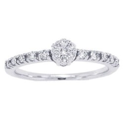 10Kt White Gold Women's Round Diamond Cluster Ring 1/2ct