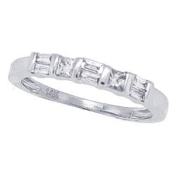 Baguette and Princess Cut Diamond Wedding Band 14Kt Gold