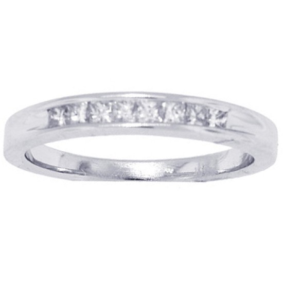 Princess Cut Diamond Wedding Band in 14kt White Gold