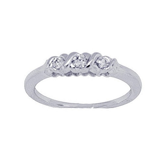 Three Stone Infinity Diamond Wedding Band in 14Kt White Gold