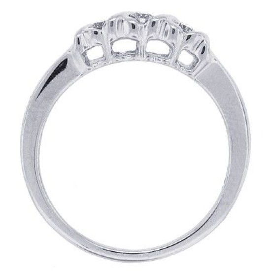 Three Stone Infinity Diamond Wedding Band in 14Kt White Gold