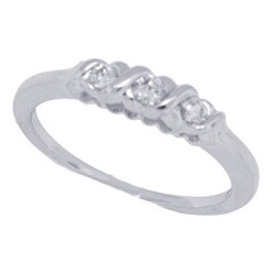 Three Stone Infinity Diamond Wedding Band in 14Kt White Gold