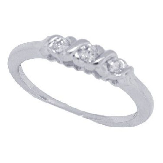 Three Stone Infinity Diamond Wedding Band in 14Kt White Gold