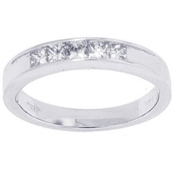 Channel Set Princess Cut Diamond Wedding Band 14Kt Gold