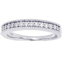 Antique Look Diamond Wedding Band in 14kt White Gold