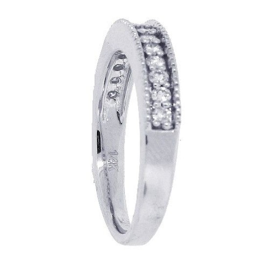 Antique Look Diamond Wedding Band in 14kt White Gold