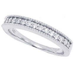 Antique Look Diamond Wedding Band in 14kt White Gold