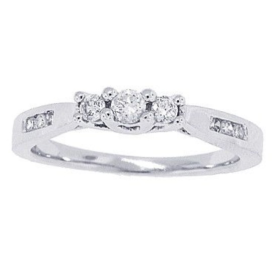 1/4ct Diamond Three Stone Engagement Ring 10Kt White Gold