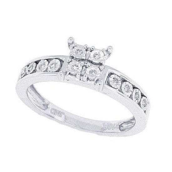 Illusion Set Diamond Wedding Band in 10Kt White Gold