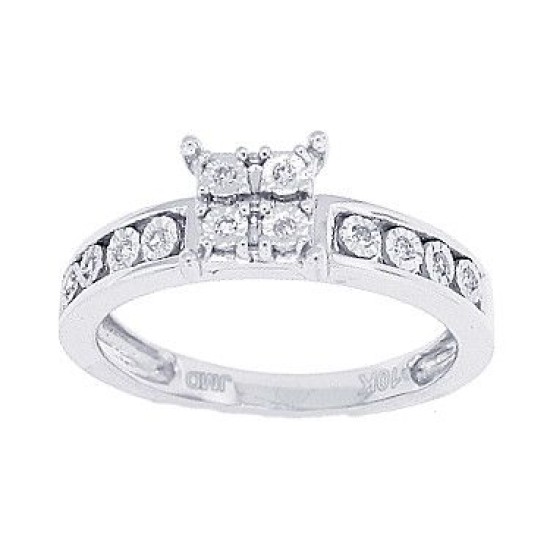 Illusion Set Diamond Wedding Band in 10Kt White Gold