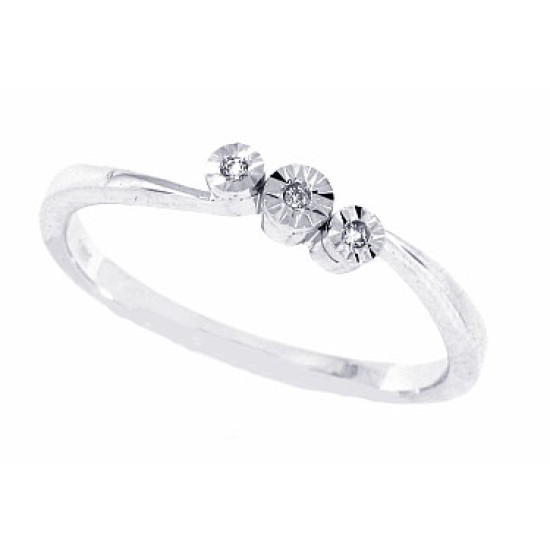 Genuine Diamond Accent Three Stone Promise Ring 10Kt Gold