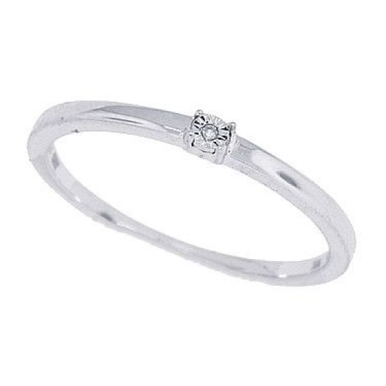 10Kt White Gold Solitaire Diamond Promise Ring 0.01cttw