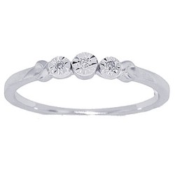 Diamond Accent Three Stone Promise Ring 10Kt White Gold 