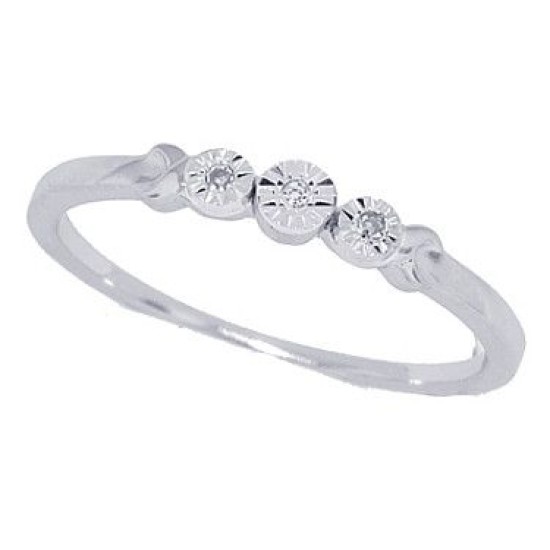 Genuine Diamond Accent Three Stone Promise Ring in 10Kt White Gold Genuine Diamond Accent Three Stone Promise Ring in 10Kt White Gold