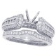 14Kt White Gold Diamond Semi-mount Wedding Ring Set,  1.04ct