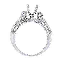 14Kt White Gold Diamond Semi-mount Wedding Ring Set,  1.04ct