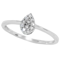 Pear Shaped Cluster Diamond Ring in 14Kt White Gold