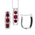 Ruby Pendant and Hoop Earrings Set 14Kt White Gold