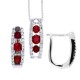 Ruby Pendant and Hoop Earrings Set 14Kt White Gold