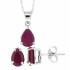 Ruby Pendant and Earrings Set 14Kt White Gold (1.70cttw)