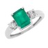 10Kt White Gold Emerald Diamond Three Stone Ring Emerald Cut 