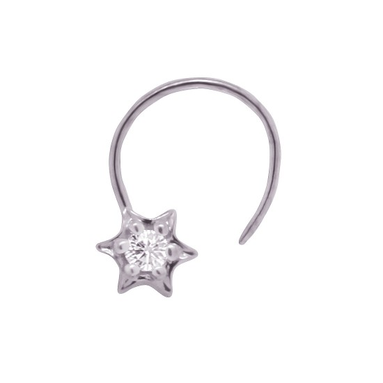 Cubic Zirconia Nose Pin in Sterling Silver