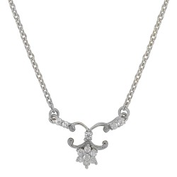 Cubic Zirconia Pendant Necklace,Sterling Silver