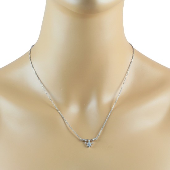 Cubic Zirconia Pendant Necklace,Sterling Silver