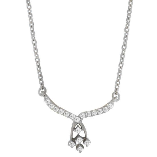 Cubic Zirconia Pendant Necklace,Sterling Silver