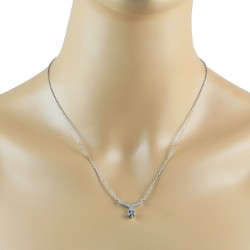 Cubic Zirconia Pendant Necklace,Sterling Silver