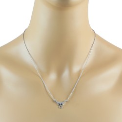 Cubic Zirconia Pendant Necklace,Sterling Silver