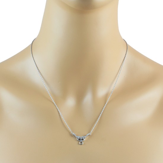 Cubic Zirconia Pendant Necklace,Sterling Silver