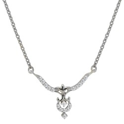 Cubic Zirconia Pendant Necklace,Sterling Silver