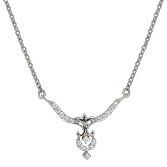 Cubic Zirconia Pendant Necklace,Sterling Silver