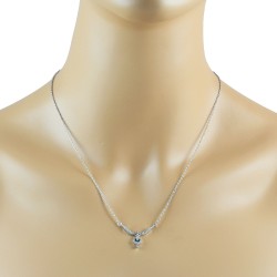 Cubic Zirconia Pendant Necklace,Sterling Silver