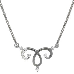 Cubic Zirconia Pendant Necklace,Sterling Silver