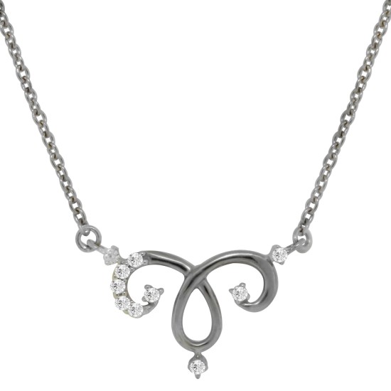 Cubic Zirconia Pendant Necklace,Sterling Silver