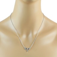 Cubic Zirconia Pendant Necklace,Sterling Silver