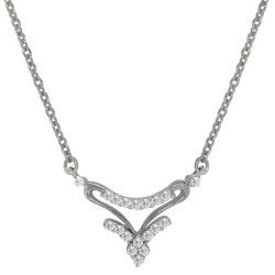 Cubic Zirconia Pendant Necklace,Sterling Silver