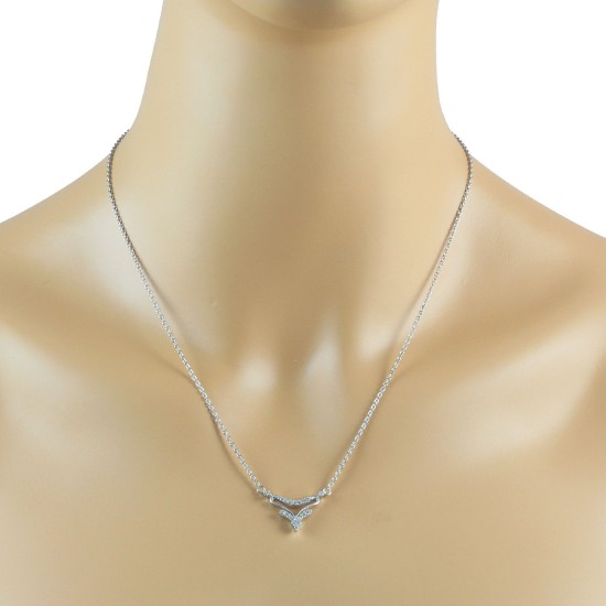 Cubic Zirconia Pendant Necklace,Sterling Silver