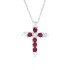 Ruby and Diamond Cross Pendant Necklace 14Kt White Gold