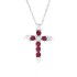 Ruby and Diamond Cross Pendant Necklace 14Kt White Gold