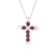 Ruby and Diamond Cross Pendant Necklace 14Kt White Gold