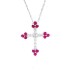 Ruby and Diamond Cross Pendant Necklace 14Kt White Gold 