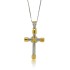 Two Tone Cross Pendant Necklace Sterling Silver