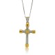 Two Tone Cross Pendant Necklace Sterling Silver