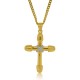 Two Tone Cross Pendant Necklace Sterling Silver