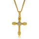 Two Tone Cross Pendant Necklace Sterling Silver