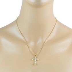 Two Tone Cross Pendant Necklace Sterling Silver