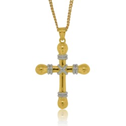 Two Tone Cross Pendant Necklace Sterling Silver